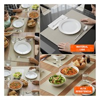 Juego 6 Individual Rectangular Liso 30x45cm Beige para Cocina y Hogar Y+Post It
