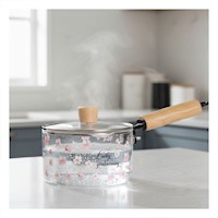 Recipiente Decorativo para Preparar Bebidas Calientes Transparente Flores Y+Regalo Sticker