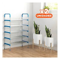 Pack2 Estanteria Vertical Celeste 5 Niveles Estructura Resistente para Calzado Y+Regalo Sticker