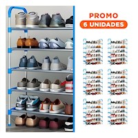 Pack6 Porta Calzado Vertical Celeste 5 Niveles Diseno Practico para Guardar Calzado Diario