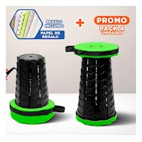 Pack4 Banco Portatil Verde 1 Seguro Plegable Diseno Practico Transportar Facil Y+Papel Regalo