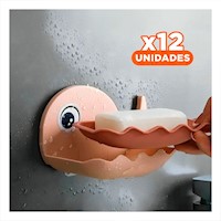 Pack12 Accesorio Ballena Porta Jabon Compacto Funcional Uso Diario Rosado