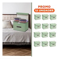 Pack12 Compartimento Textil Verde 36x24x23cm para Ropa Accesorios y Mas Y+Regalo Sticker