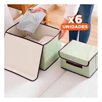 Pack6 Compartimento de Tela Verde 36x24x23cm para Orden Diario en Hogar Y+Regalo Sticker
