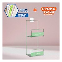 Pack4 Unidad para Bolsos Verde de 2 Niveles 45x17x19cm Resistente Plus Y+Papel Regalo