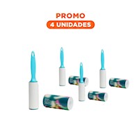 Pack4 Sistema Quita Pelusa en Rodillo Manual para Prendas Celeste Y+Regalo Sticker