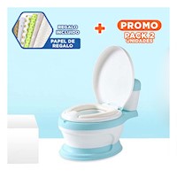 Pack2 Higienico Inodoro Infantil Celeste para entrenamiento practico en hogar Y+Papel Regalo