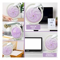 Circulador Funcional Recargable con Luz y 3 Velocidades Lila Y+Post It