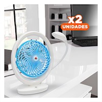 Pack2 Refrescador Portatil Recargable con Luz Integrada 3 Velocidades Celeste Y+Regalo Sticker