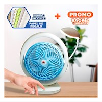 Pack2 Refrescador Recargable con Lampara de Mesa 3 Velocidades Color Celeste Y+Papel Regalo