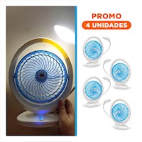 Pack4 Refrescador Funcional Recargable con Luz de Mesa 3 Velocidades Celeste Y+Regalo Sticker