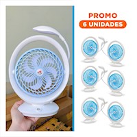 Pack6 Soplador Recargable con Lampara de Mesa y 3 Velocidades Celeste