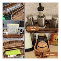 Canasta Funcional Tejida Multiuso Ovalada Marron para Hogar Moderno Y+Post It