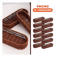 Pack12 Unidad Decorativa Tejida Multiuso Ovalada Marron Orden Personal Diario Y+Regalo Sticker