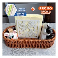 Pack2 Recipiente Decorativo Tejido Multiuso Ovalado Marron Orden Personal Diario Y+Papel Regalo