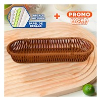 Pack4 Bandeja Organizadora Tejida Multiuso Ovalada Marron para Espacios Y+Papel Regalo