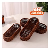 Pack6 Unidad Tejida Multiuso Ovalada Color Marron para Orden Diario en Hogar Y+Regalo Sticker