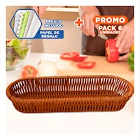 Pack6 Bandeja Funcional Tejida Multiuso Ovalada Marron para Hogar Moderno Y+Papel Regalo