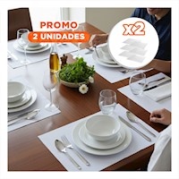 Pack2 Coleccion 6 Individual Rectangular Liso 30x45cm Blanco para Cocina Y+Regalo Sticker