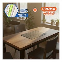 Pack12 Kit 6 Individual Negro Jaspeado a Cuadros 30x45cm para Cocina Hogar Y+Papel Regalo