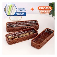 Pack12 Unidad Practica Tejida Multiuso Rectangular Marron Uso Diario Casa Hogar Y+Papel Regalo