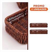 Pack2 Recipiente Practico Tejido Multiuso Rectangular Marron Uso Diario Casa Hogar