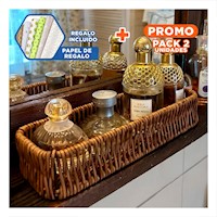 Pack2 Recipiente Decorativo Tejido Multiuso Rectangular Marron Orden Personal Y+Papel Regalo