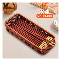 Pack4 Bandeja Tejida Multiuso Rectangular Color Marron para Orden Diario en Hogar