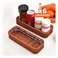 Pack6 Unidad Tejida Multiuso Rectangular Color Marron para Orden Diario Y+Regalo Sticker