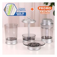 Pack4 Pack Decorativo Aseo 4 Piezas Plateado Orden Personal Diario Extra Plus Y+Papel Regalo