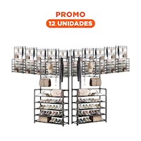 Pack12 Estanteria con percheros recto negro para organizar zapatos Y+Regalo Sticker
