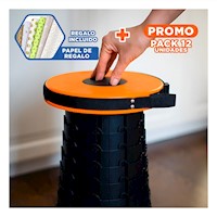 Pack12 Base Funcional Plegable 2 Seguros Portatiles Tono Naranja Base Negra Y+Papel Regalo