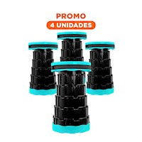 Pack4 Banqueta Plegable Portatil con Doble Seguro Tapa Turqueza Centro Negro Y+Regalo Sticker