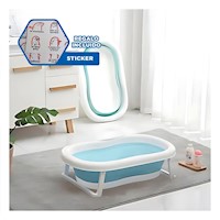 Tina Plegable para Bebe Funcional y Resistente, Perfecta para Bebes Celeste Y+Regalo Sticker