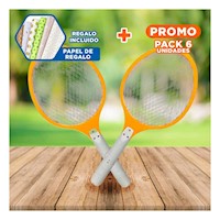 Pack6 Raqueta Mosquitera Manual con Diseño Seguro para Uso Diario Anaranjado Y+Papel Regalo