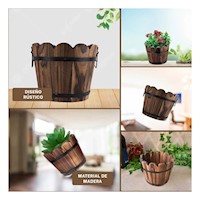 Jardinera de Madera para Decoracion Tipo Barril Marron Y+Post It