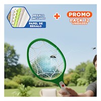 Pack12 Rejilla Mosquitera Manual para Eliminacion Rapida de Insectos Verde Y+Papel Regalo