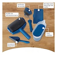 Herramienta Rodillo para Pintar Casa y Oficina Rapido Azul Negro Y+Ligas Regalo