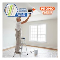 Pack2 Recubridor Rodillo para Pintar Interior y Exterior Azul Negro Y+Papel Regalo