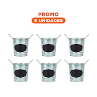 Pack6 Balde Cubo de Metal con Doble Agarradera y Cuadro para Nota de Metalico Pro