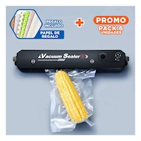 Pack6 Compacto Sellador de Bolsas Practico para Guardado Negro Y+Papel Regalo