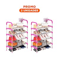 Pack2 Apilador Vertical 4 Niveles Versatil y Ligero y Practico para Casa Rosado