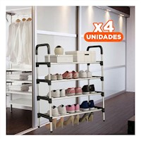 Pack4 Mueble Vertical 4 Niveles Versatil y Ligero y Practico para Casa Negro