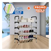 Pack4 Mueble Vertical 4 Niveles Comodo y Facil de Usar y Ligero Negro Y+Papel Regalo