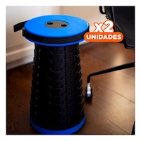 Pack2 Banco Versatil con Seguro Para Hogar Oficina y Sala Azul Y+Regalo Sticker