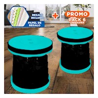 Pack6 Plataforma de Asiento Compacta con Seguro para Transportar Turqueza Y+Papel Regalo