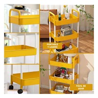 Base Auxiliar de Cocina 3 Niveles con ruedas Amarillo para Almacenaje Y+Post It