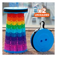 Pack2 Taburete con Estructura Plegable y Seguro en Multicolor Y+Regalo Sticker