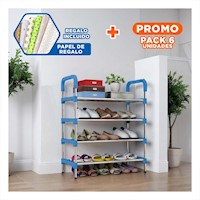 Pack6 Mueble Vertical 4 Niveles Compacto y Seguro y Facil de Usar Celeste Y+Papel Regalo