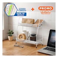 Pack4 Modulo de 2 Niveles Multiuso Comodo y Ligero y Practico Blanco Y+Papel Regalo